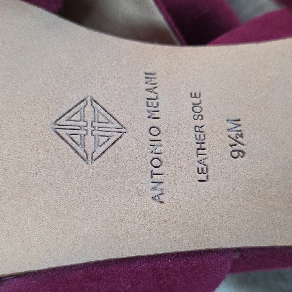 Antonio Melanie NWT Heeled Sandal Sling Back Magenta Suede Leather 9.5 M - Picture 6 of 16